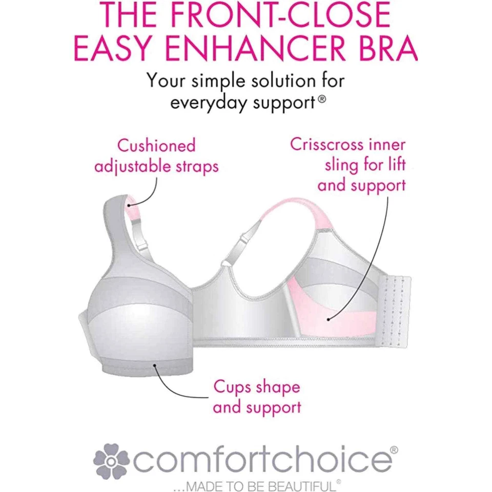 Comfort Choice Easy Enhancer Front Close Wireless Bra In White Size 40DDD New - Image 3 of 4