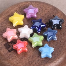 20pcs Star Shape 14mm Glossy Shiny Handmade Ceramci Porcelain Loose Beads