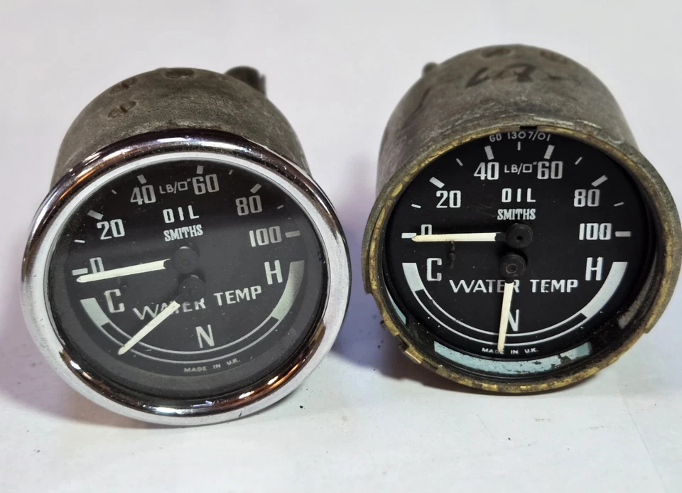 Medidores de presión de aceite de temperatura de agua dobles MG Midget Sprite - GD1307-2 núcleos - caja S1 2 #2 Foto 2 de 4