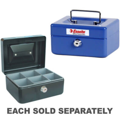 Esselte Classic Cash Box 152x115x80mm Fully Assembled Strength Sturdy Steel