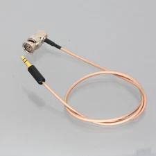 Time code Cable 28" BNC Plug 90º elbow to 3.5mm TRS DSLR SYNC Genlock Camera