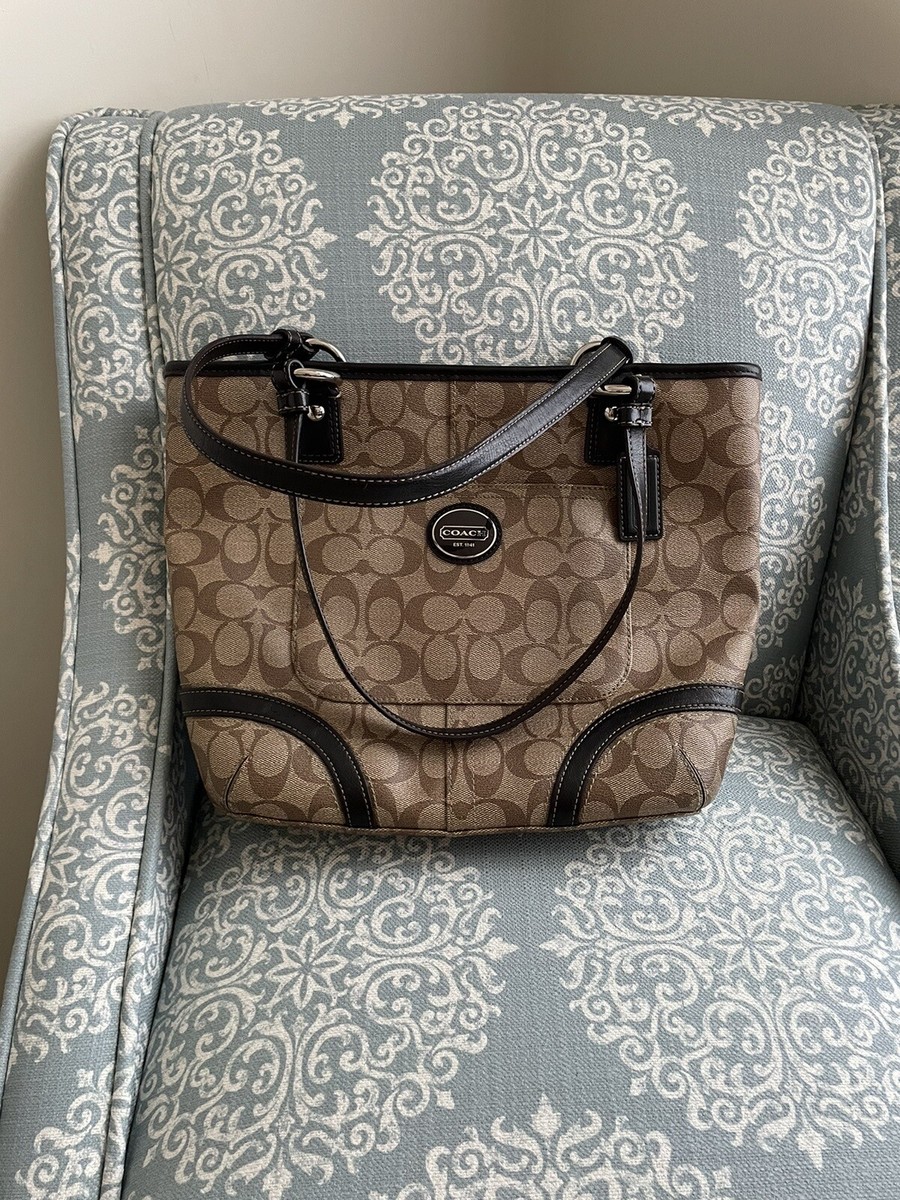 Coach Heritage Peyton Brown Tote F18917 in EUC | eBay