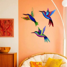 3x Metal Hummingbird Wall Hanging Art Decor Bird Indoor Outdoor Birds Decoration