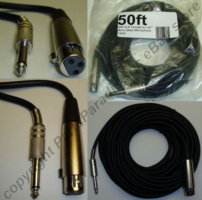 50ft XLR~1/4'' Mono Professional Microphone Audio Cable/Cord/Wire 3pin~6.3mm TS