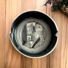 VNTG El Campanello Ashtray GTO Mexico Black & White Glazed Ceramic Ashtray Gift