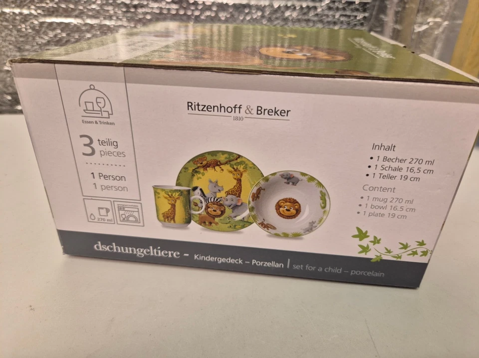 Juego de cena Ritzenhoff & Breker juego de 3 piezas para niños plato tazón taza leones Foto 2 de 3