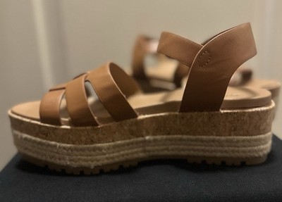 SODA Women s Natural Leather Platform Sandals Ankle Strap Buckle Size 7