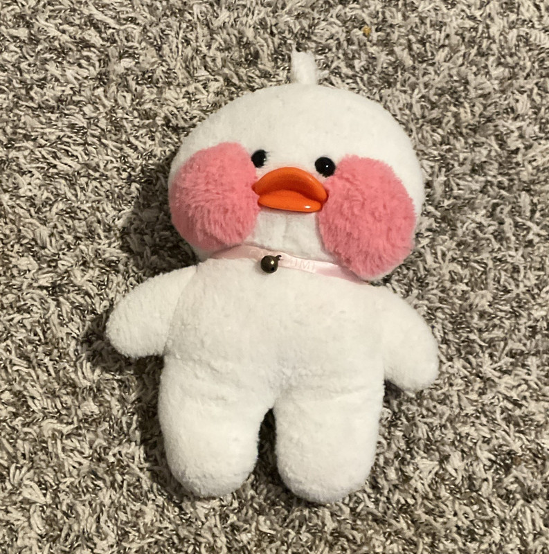 White Duck Plush Stuffed Animal with Orange Beak and Pink Cheeks