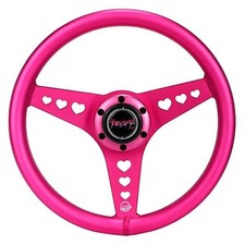 3-spoke All Aluminum Anadized Pink Steering Wheel W Heart Cut Out
