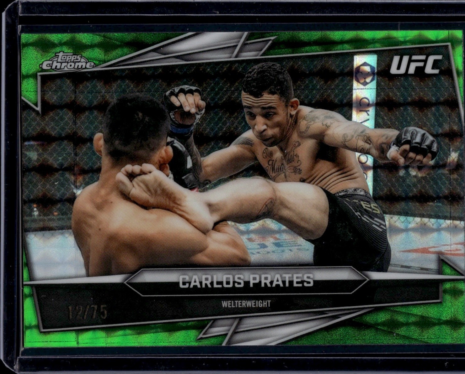 2026 Topps Chrome UFC Carlos Prates #123 Green Geometric Refractor /75
