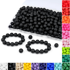 120PCS Silicone Beads, 15Mm Black Silicone Bead for Keychain Bracelet Pens Neckl
