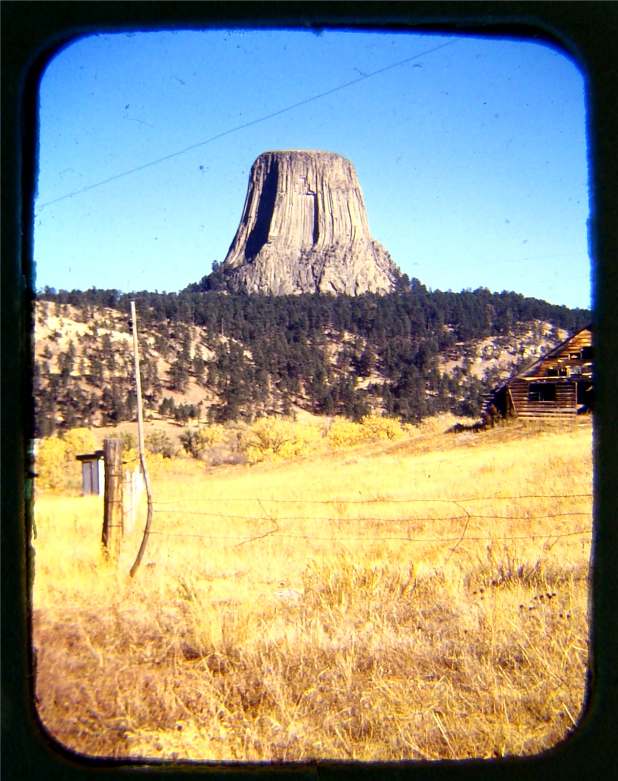 1953 Devils Tower Wyoming Color Photo Slide Crook County old
