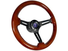 1979-82 Ford Mustang 14 Mahogany Wood Steering Wheel 6-bolt Black Solid Spoke 1979-82 Ford Mustang 14 Mahogany Wood Steering Wheel 6-bolt Black Solid Spoke