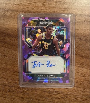 Justin Lewis - 2022 Prizm Draft Picks Basketball Autograph Purple Ice #66/99