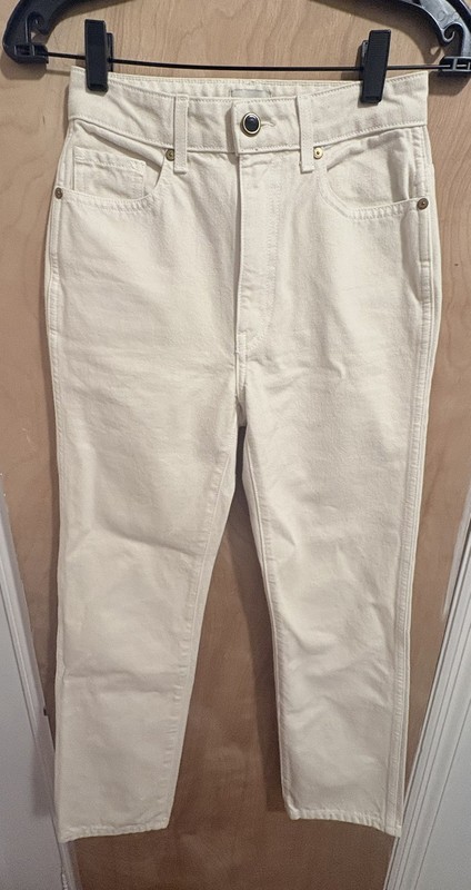 KHAITE Abigail Off White Ecru Cream Straight Leg Jeans Women’s 26 100% Cotton