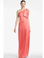 Sachin + Babi Coral Orange Chelsea One-Shoulder A-Line Gown Sz 2 NWT $285