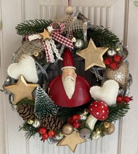 Handgefertigter Deko Weihnachtskranz T&uuml;rkranz Reben Kranz Weihnachtsmann -1063