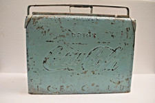 Antique Coca-Cola Cooler Box 1940s Metal Ice Chest Embossed Drink Coca-Cola Logo