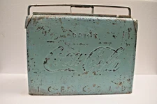 Antique Coca-Cola Cooler Box 1940s Metal Ice Chest Embossed Drink Coca-Cola Logo