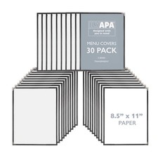 30 Pack of Menu Covers - Single Page, 2 View, Fits 8.5 x 11 Inch Paper