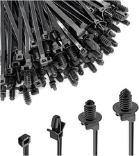 120PCS Car Push Mount Cable Zip Tie, Nylon Self Locking Cable Strap, Engine Bay