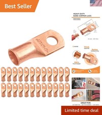 25pcs 1/0 AWG 5/16" Stud Battery Lugs, Ring Terminals, Heavy Duty Copper Wire...