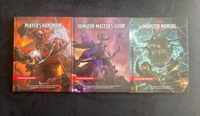 Dungeons and Dragons 5E books Player's Handbook, DM guide, Monster Manual 