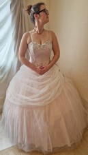 Ronald Joyce Pink Wedding Dress Size 18 Excellent Condition