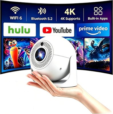 Mini Projector 4K 1080P Electric Focus & Keystone WiFi Bluetooth Home Theater