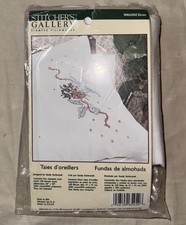 Stitcher  s Gallery Stamped Pillowcase Set Doves Cross Stitch Sealed