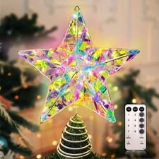LED Star Christmas Tree Topper With Remote Control 8 Lighting Modes Lighted