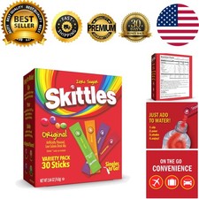 Delicious Skittles Singles To Go, Zero Sugar Low Calorie, 30 Sticks, 4 Flavors