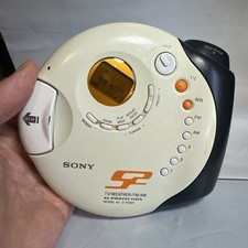 Sony S2 Sports Walkman D-FS601 Portable CD Player AM/FM/TV/Weather Radio Tested