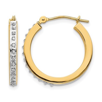 14 Karat Gelbgold Diamant Faszination Runde Klapp Creolen für Damen