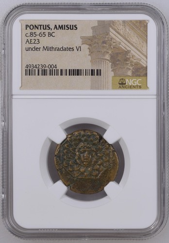 NGC AE23 of Mithradates VI 85-65 BC Ancient Bronze Coin - Pontus Amisus Gorgon