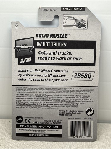 Hot Wheels 2017 Black Race Solid Muscle HW Pick Up Truck 2/10 NOS New Sealed - Picture 4 of 5