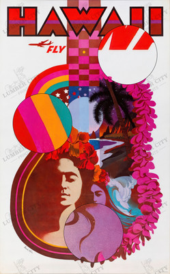 Vintage Hawaii TWA Travel Poster David Klein 1960s Art Print Wall