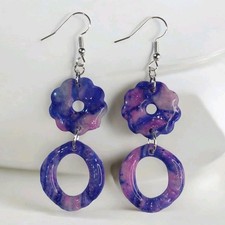 Handcrafted Polymer Clay Resin Silver Dangle ...