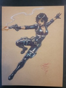 Domino Art Original Color 8.5x11 Drawing by Keyeske