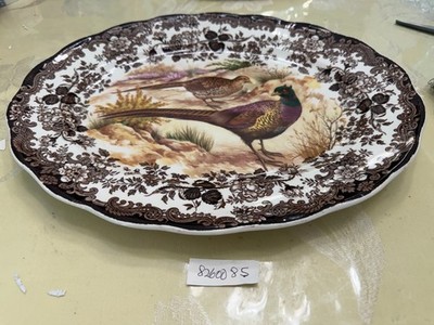 ROYAL WORCESTER GROUP PALISSY GAME SERIES 14'' OVAL PLATTER PHEASANT BLACK EDGE