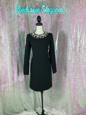 Carolina Herrera Black Embellished Shift Dress Sz 2 AUTHENTIC NWT 