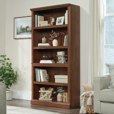 Oiled Oak Finish Wooden 5 Shelf Bookcase Bookshelf Tier Cabinet Storage Office