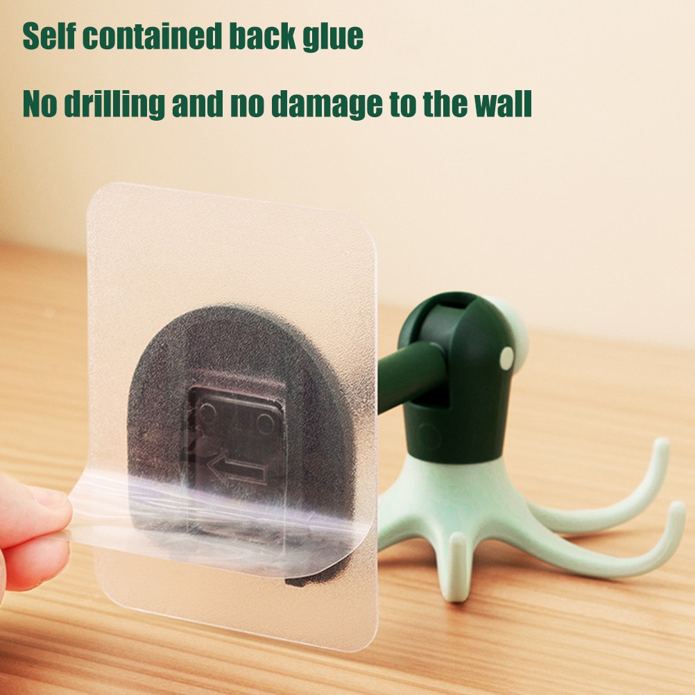 New Kitchen 360° Rotated Hooks Punching Free Six Claw Hook Storage Rack For