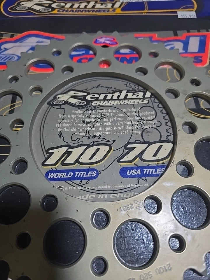 Piñón trasero ultraligero Renthal 520 210U-520-43P-HA 43 dientes se adapta a R1 R6 Foto 4 de 4