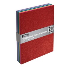 20 Pack Glitter Foam Sheets with Adhesive Backing, 9 x 12 Inch, Assorted 20 Colo