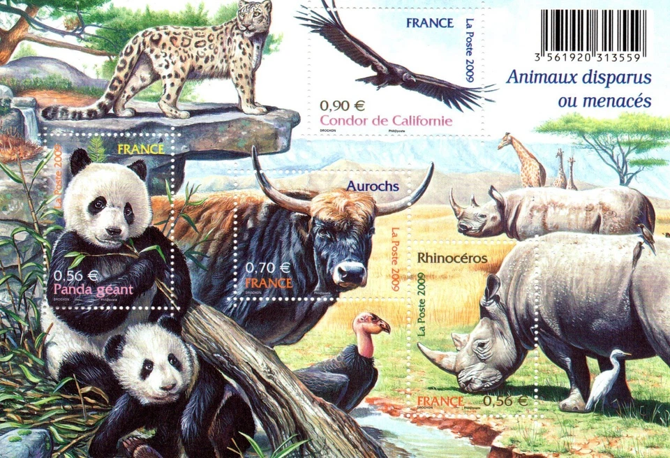 france.bloc no 128 de 2009.animaux disparus ou menacés - Photo 1/1