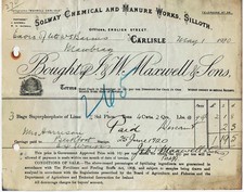 1920 CARLISLE & SILLOTH SOLWAY CHEMICAL & MANURE, J. W. MAXWELL & SONS