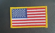 FLAG USA GOLD TRIM RECTANGLE  Patch 2"X3-1/4" 🇺🇸 - FREE SHIPPING