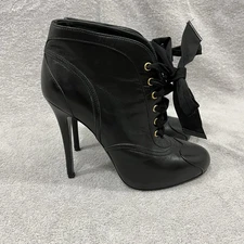 Alexander McQueen Black Leather Ankle Boots Size 38