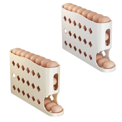 Roll down Refrigerator Egg Dispenser Auto Rolling Egg Holder Storage Rack 4-Tier